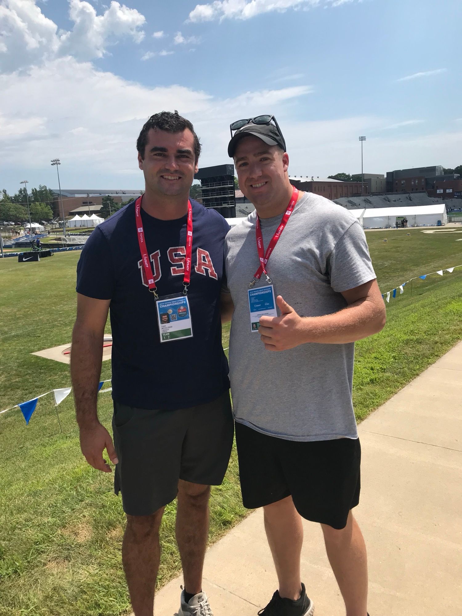 Mike Shanahan with hammer thrower Conor McCullough at the 2019 U.S. Championships